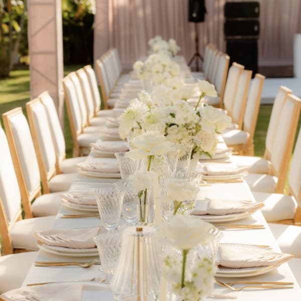 The long table, dressed in white